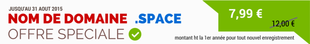 Offre spéciale sur le nom de domaine .SPACE